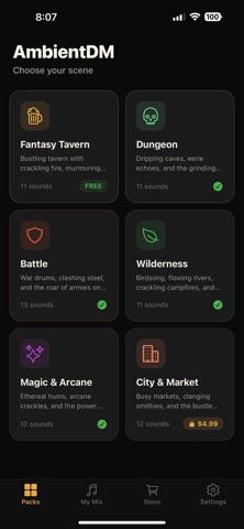AmbientDM - Soundboard for DMs iPhone screenshot