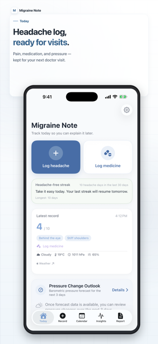 Migraine Note: Headache Log Screenshot 1 of 6
