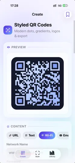 Captura de pantalla de TeamQRCode en iPhone 2