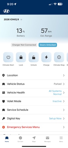 MyHyundai with Bluelink iPhone screenshot 2