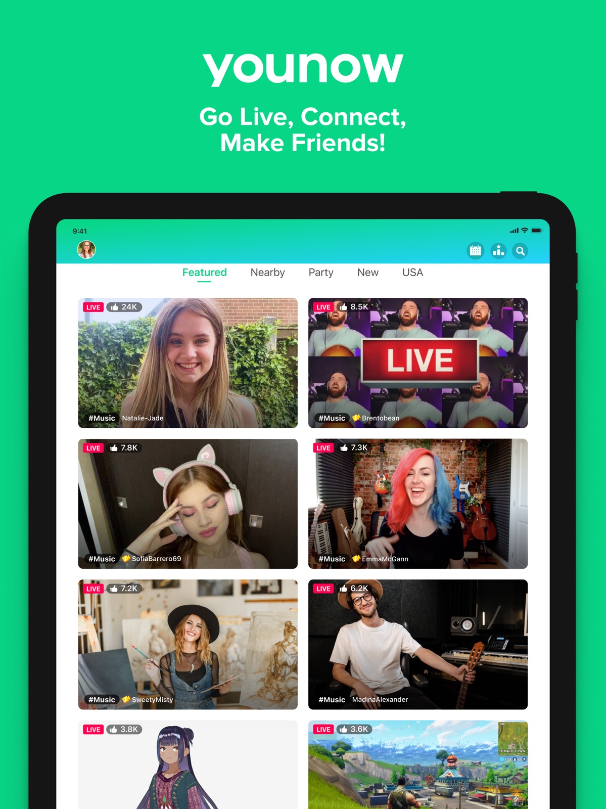YouNow: Live Stream, Go Live ipad screenshot 1