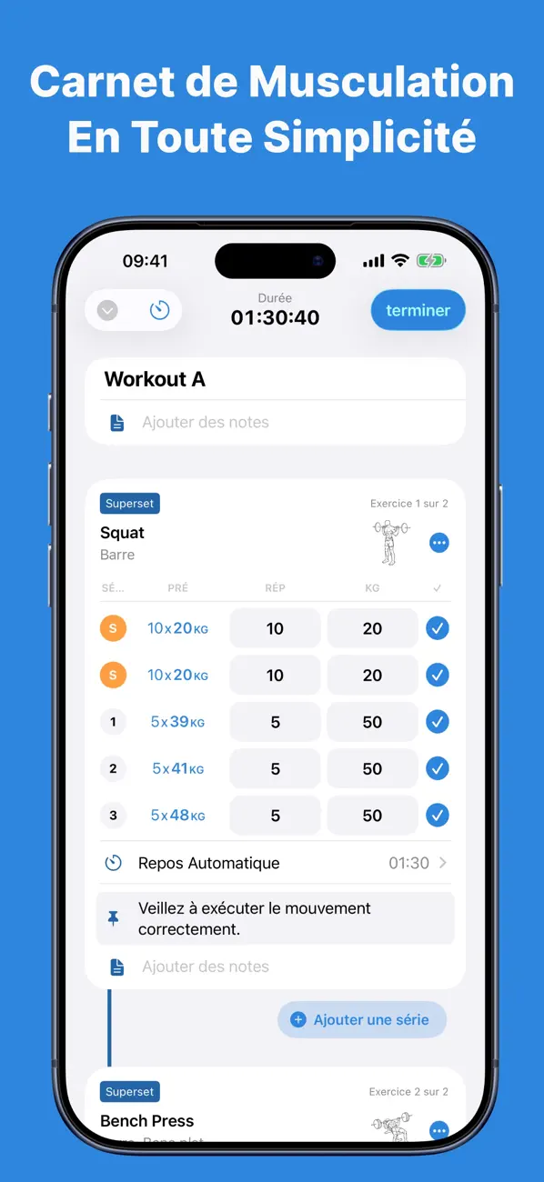 Screenshot #1 pour Carnet de Musculation Liftlog+