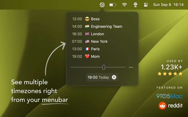 Minizones - Time Zone Clocks app screenshot
