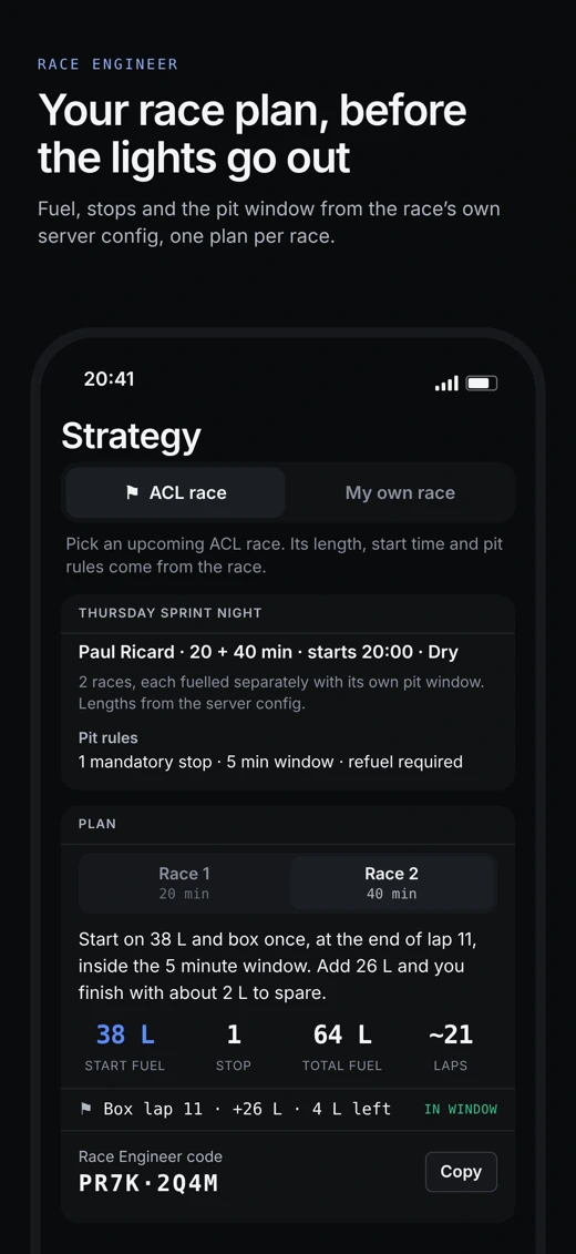 ACL23 Sim Racing, Setups & ELO screenshot 2