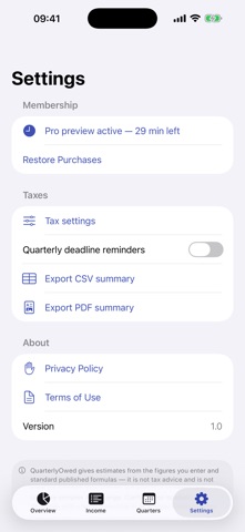 QuarterlyOwed iPhone screenshot