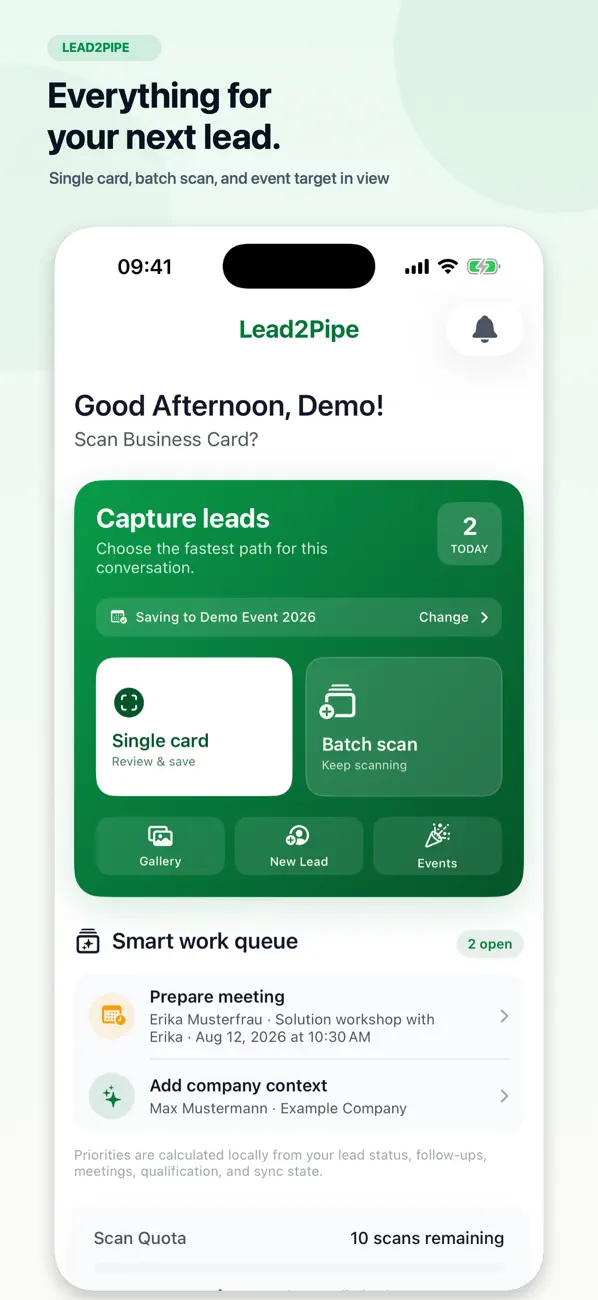 Screenshot #1 pour Lead2Pipe Pipedrive Scanner