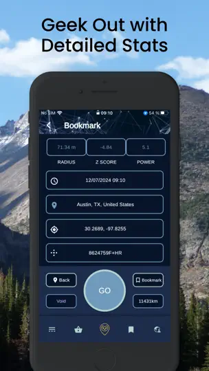 Captura de pantalla de Randonautica en iPhone 7