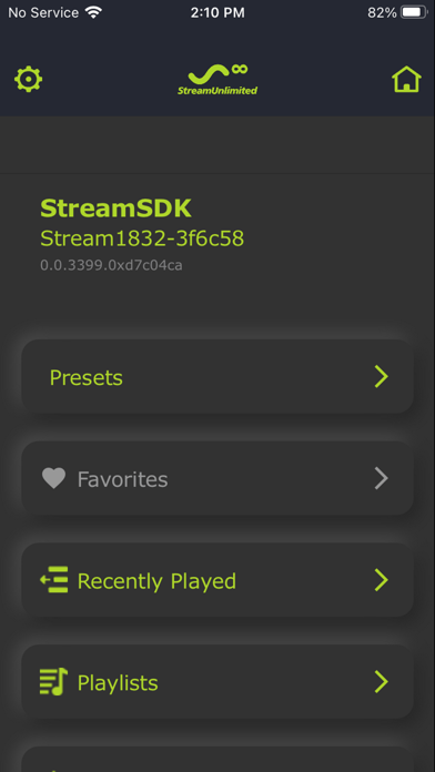 StreamSDK Control App Screenshot