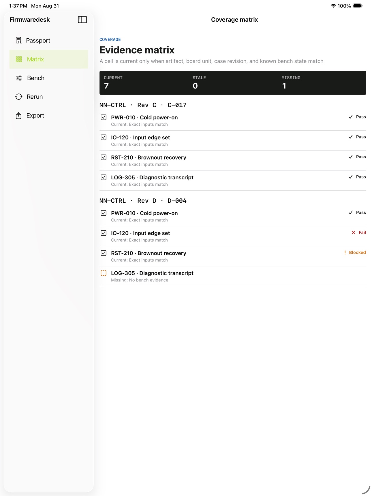 Screenshot 7 of Firmwaredesk: Test Matrix