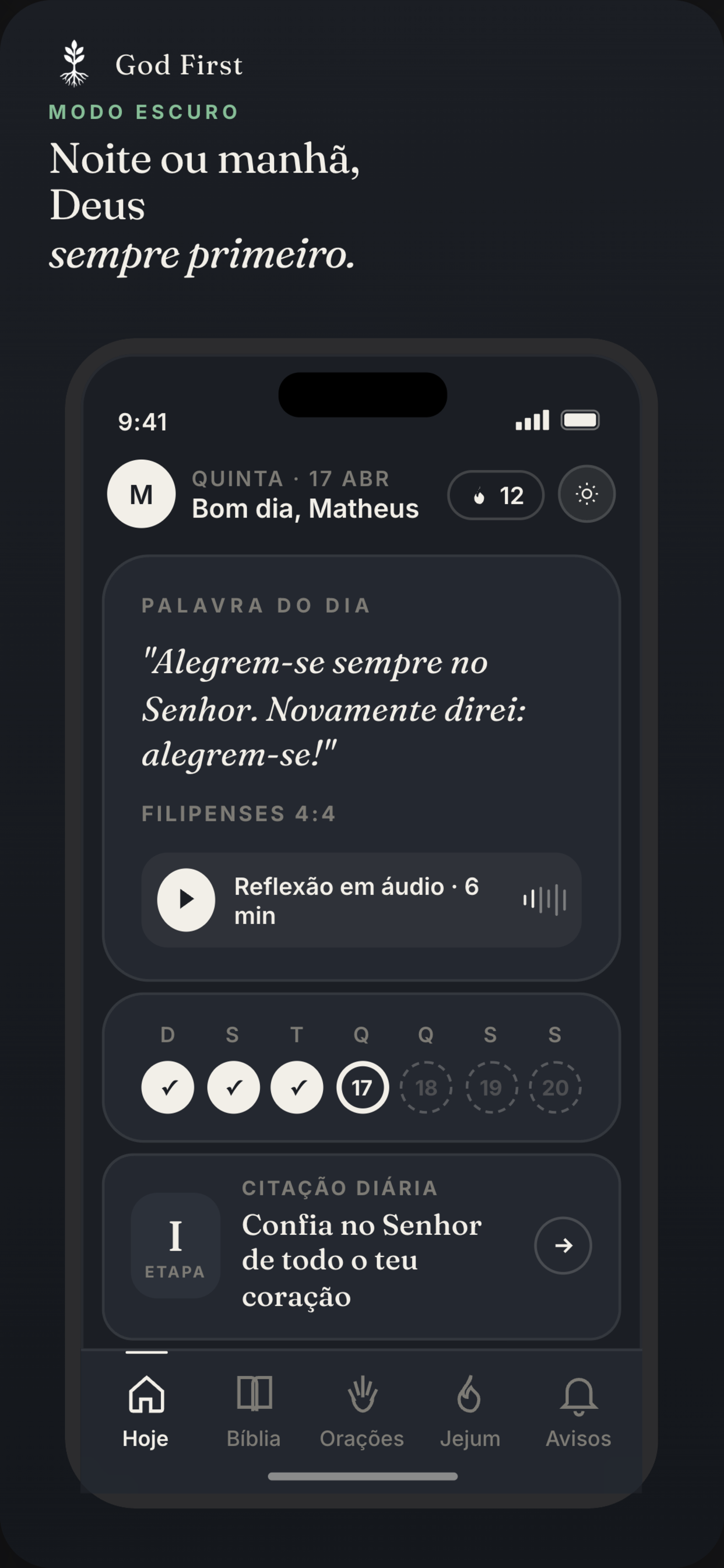 GOD FIRST: Devocional e Oração