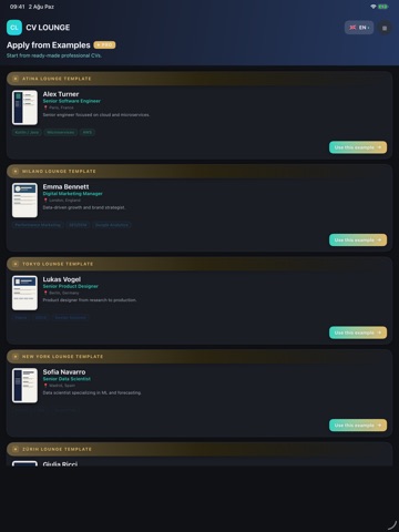 CV LOUNGE iPad screenshot