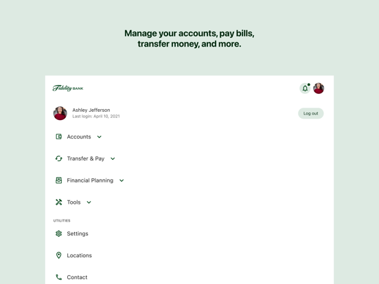 Fidelity Mobile Banking iPad screenshot