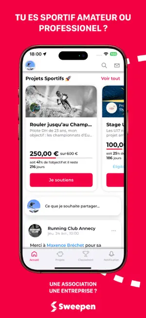 Sweepen - Financez votre Sport screenshot 2