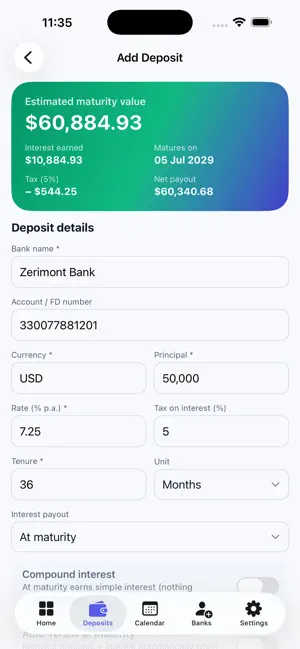 Fixed Deposit Tracker screenshot 2