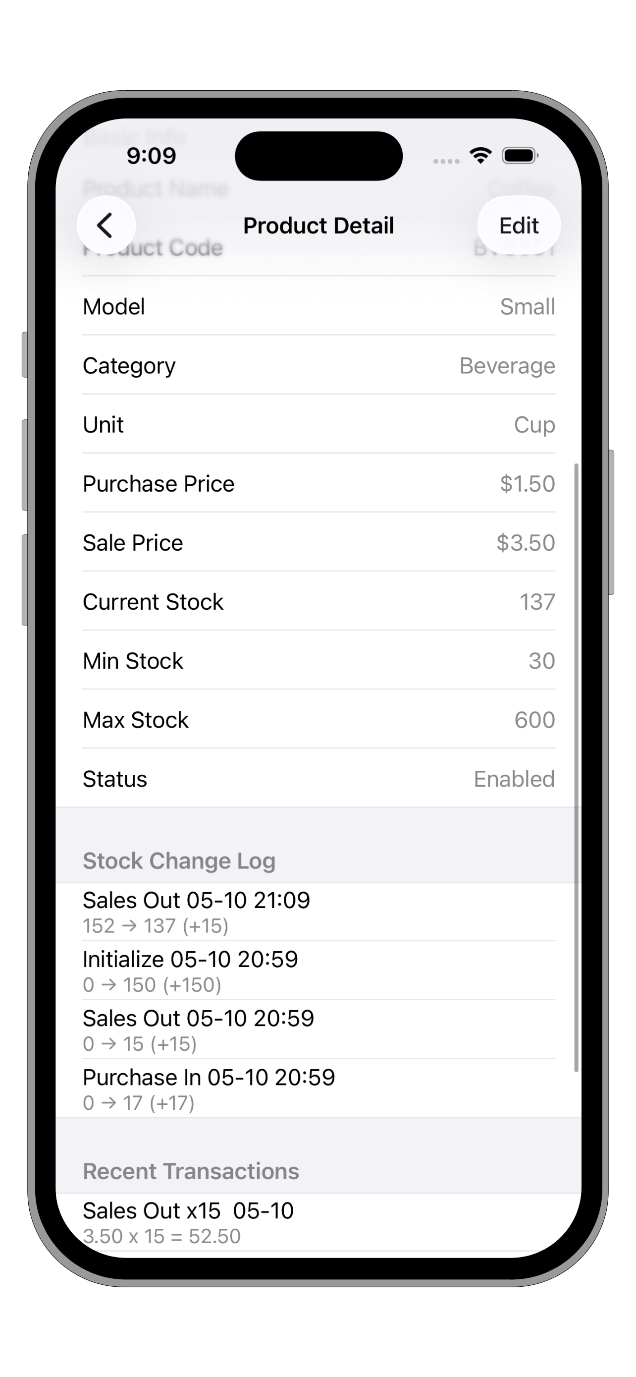 Inventory Count List-Stock Log