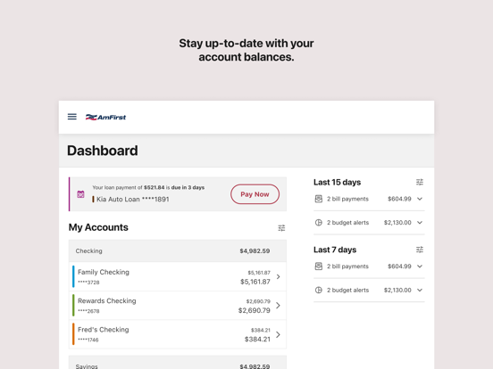 AmFirst Digital Banking iPad screenshot 2 - Finance app