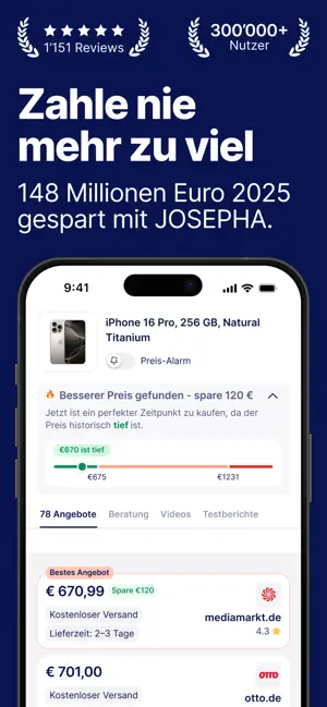 JOSEPHA - KI Preisvergleich iPhone screenshot 1