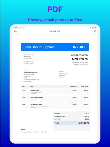 My Invoices iPad screenshot
