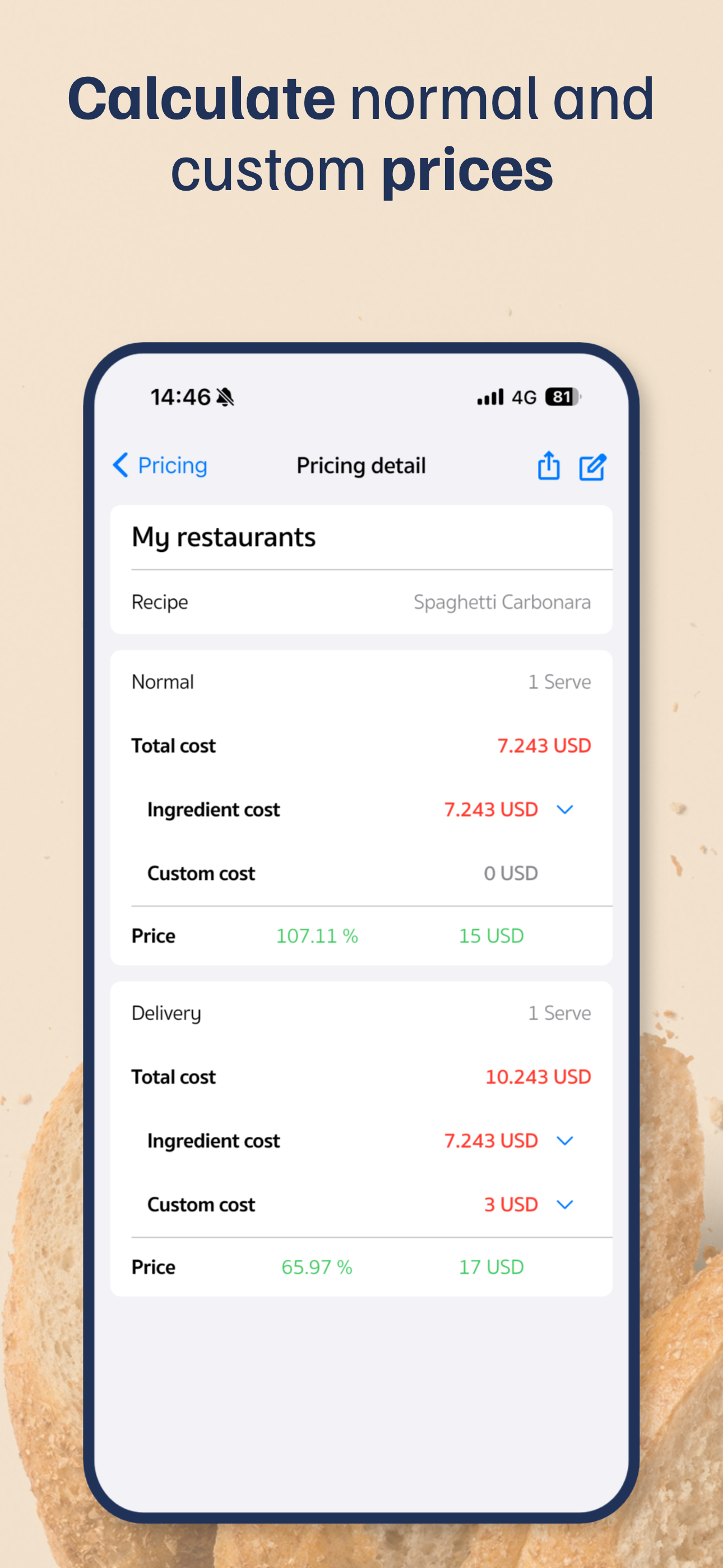 Recipe Cost & Price