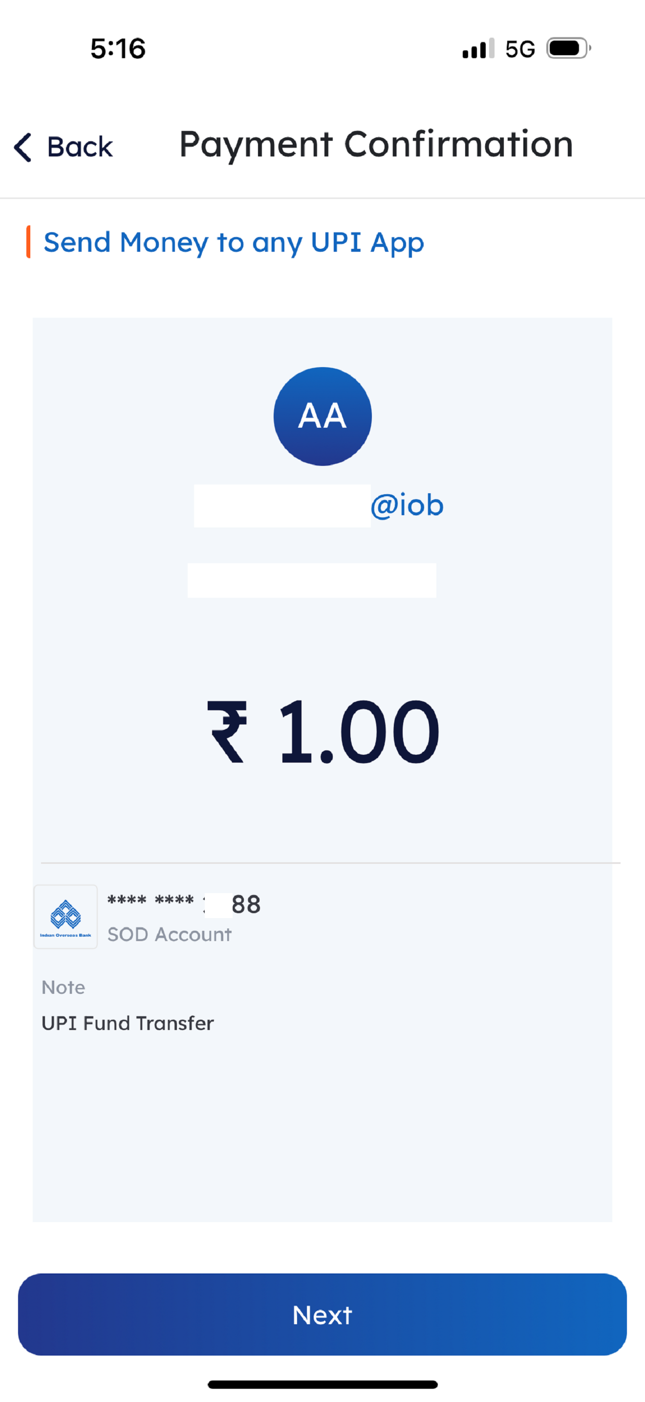 BHIM IOB UPI screenshot 7