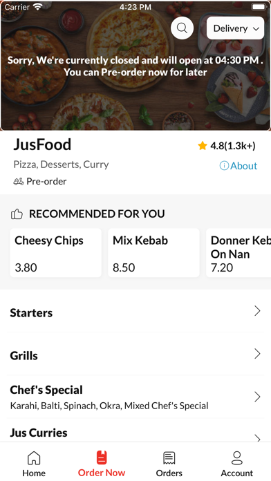 JusFood Screenshot