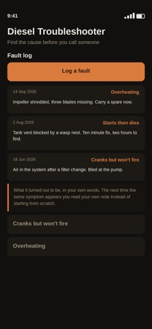 Diesel Engine Troubleshooter iPhone screenshot