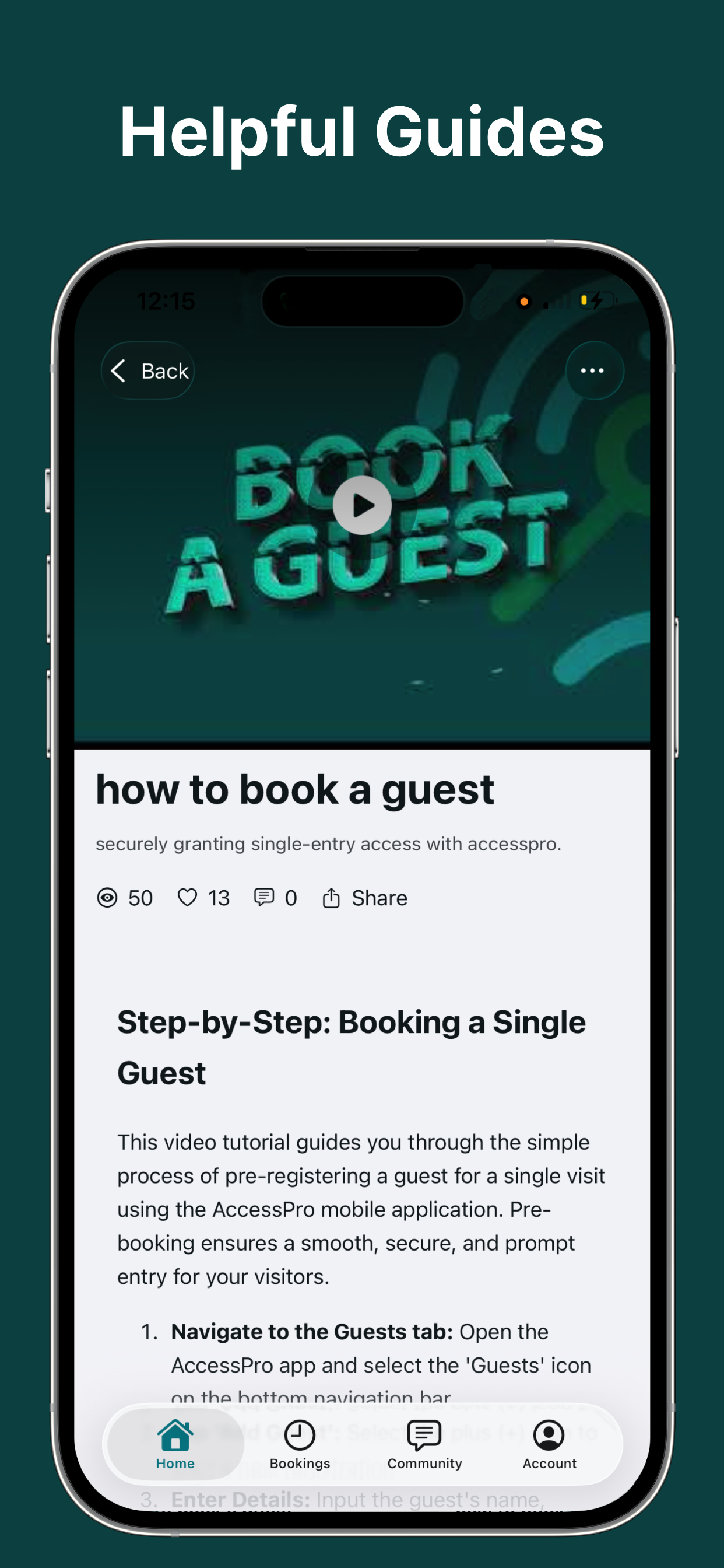 AccessPro: Book a Guest