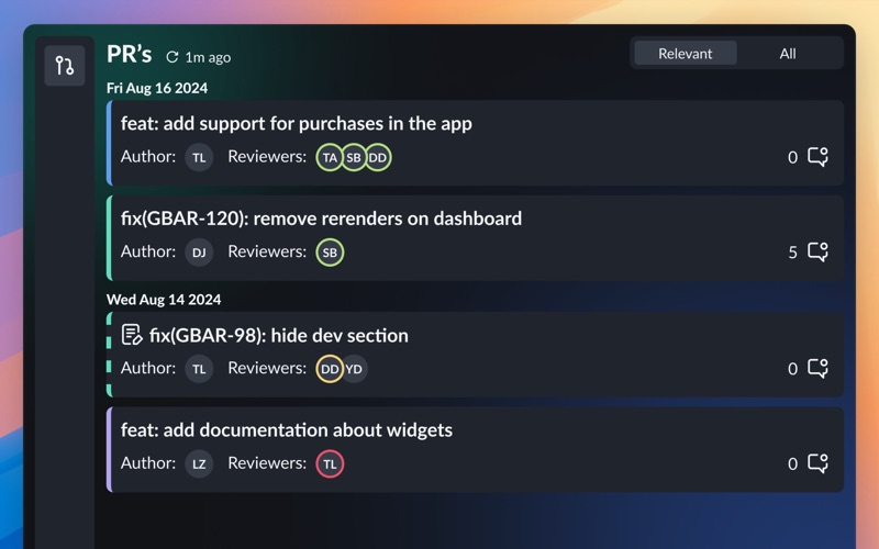 GitBar app screenshot