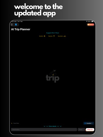 AI Trip Planner ipad screenshot 2