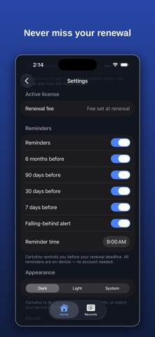 Certolino: CE Renewal Tracker Screenshot 2 of 6