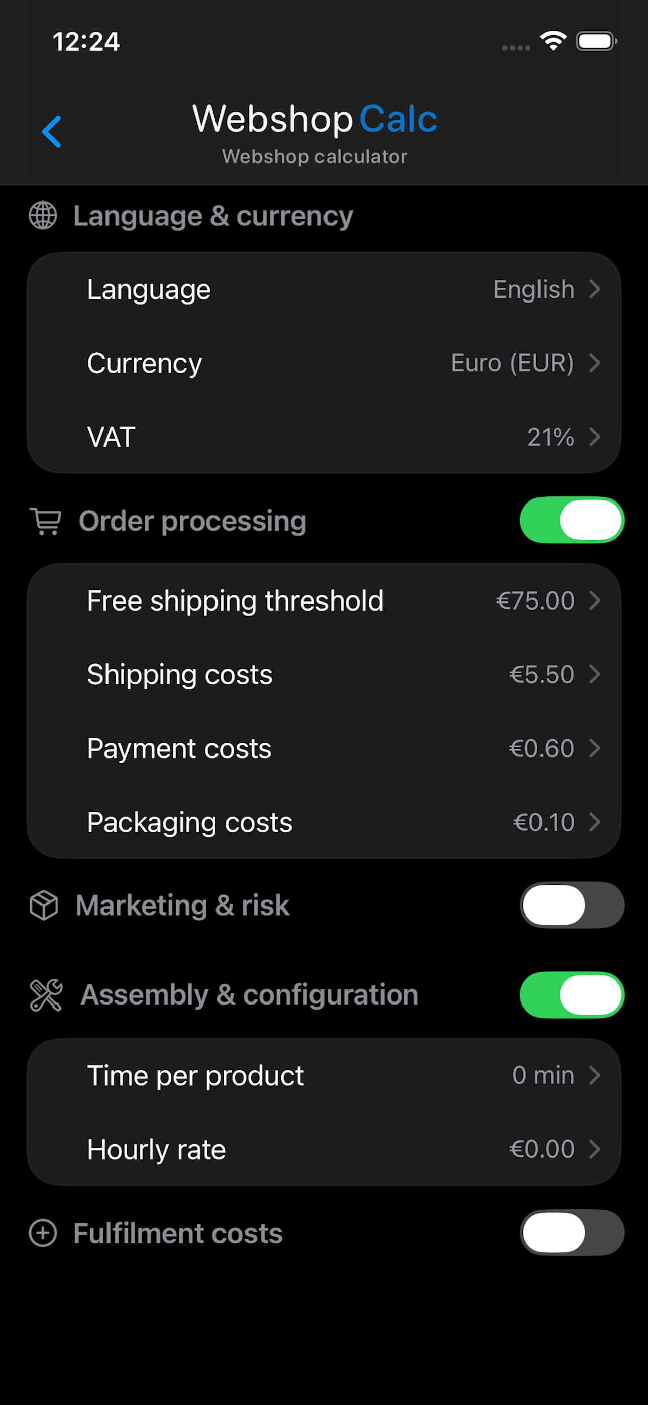 WebshopCalc