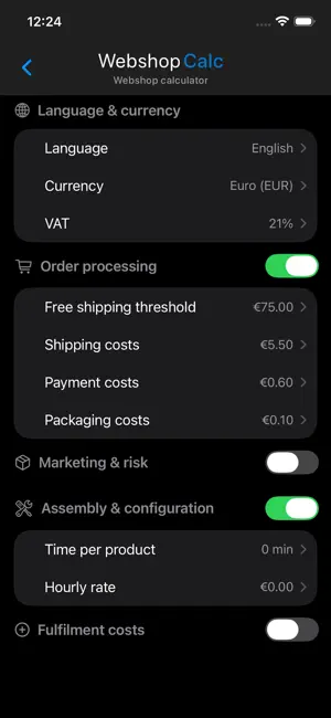 WebshopCalc screenshot 3