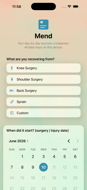 Mend: Recovery Tracker screenshot 4 of 6