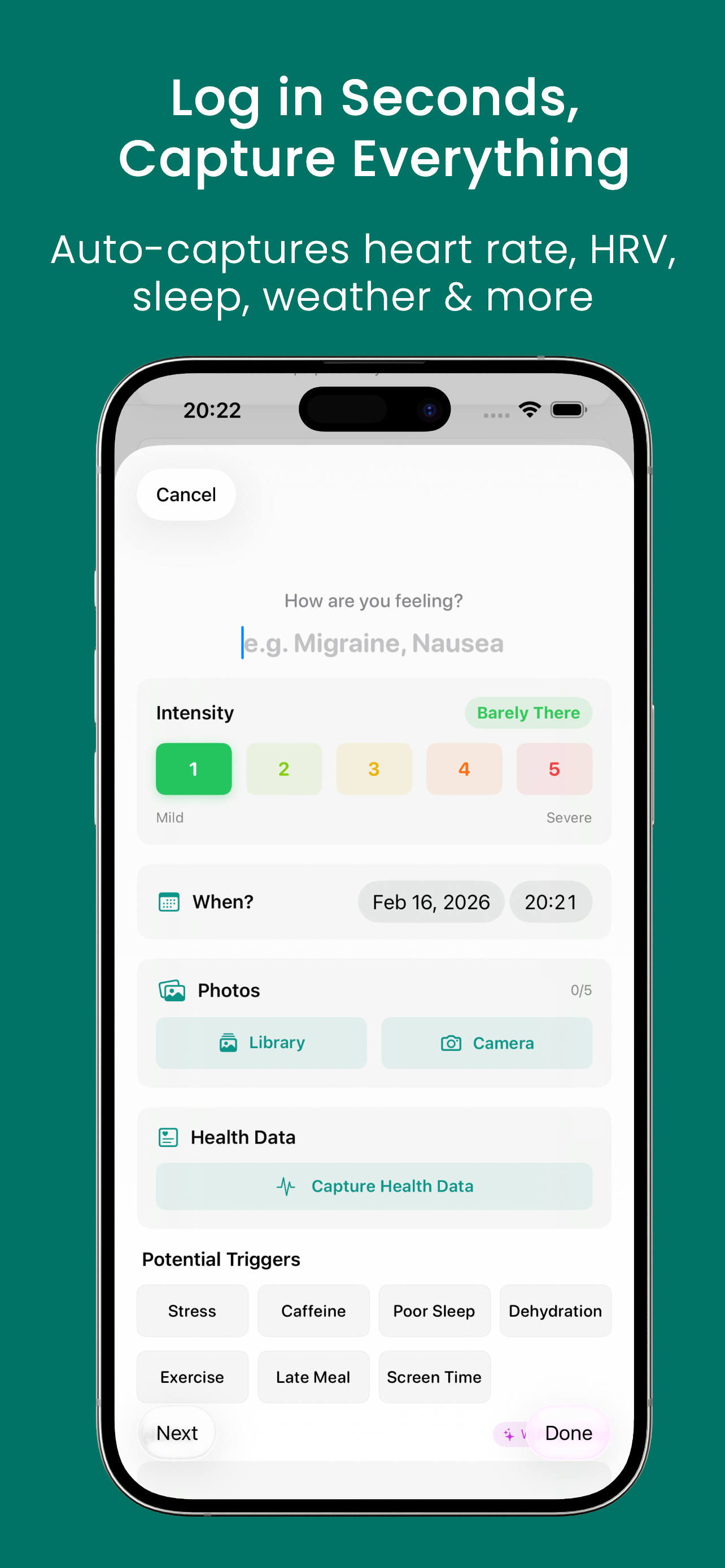 Helix Vault AI: Track Symptoms