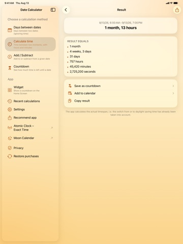 The Date Calculator PRO iPad screenshot