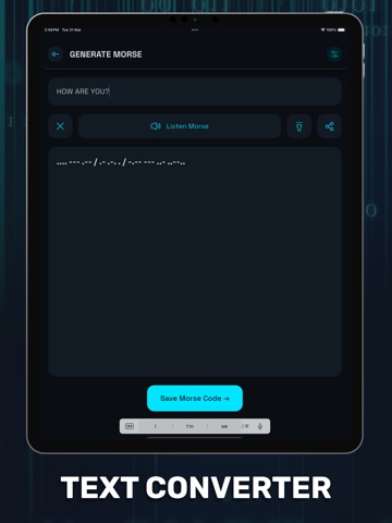 Morse Code Generator & Trainer iPad screenshot