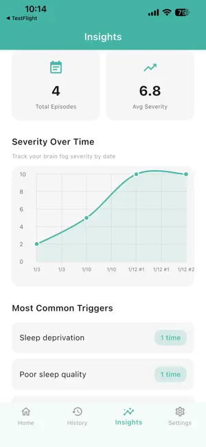 Brain fog tracker screenshot 2