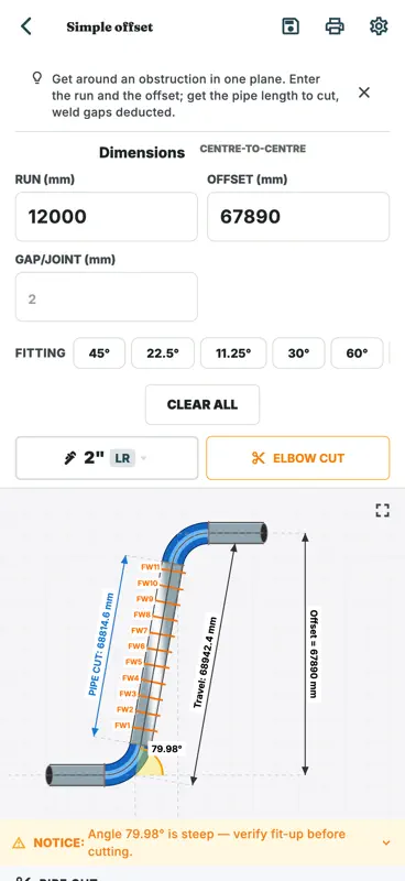 Pipefitter's Mate: Pipe Offset screenshot 2 of 7