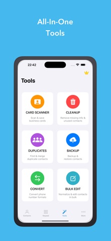 1Contact: Clean, Backup, Merge iPhone screenshot
