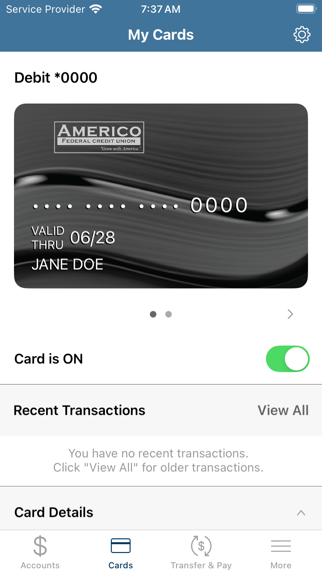 Americo Federal Credit Union Screenshot