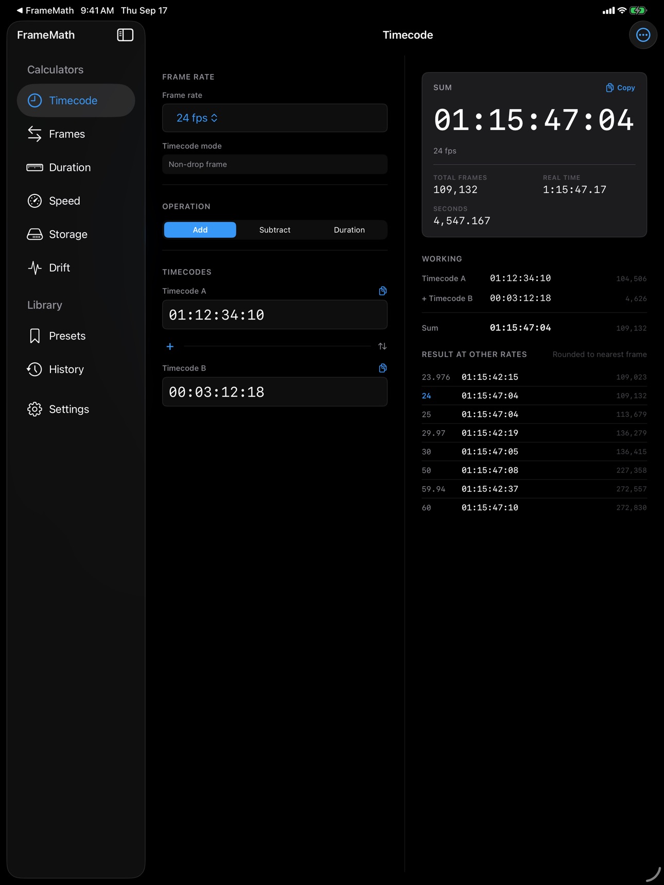Screenshot 7 of FrameMath: Timecode Tools