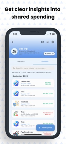 Expenzo - Split trip expense screenshot