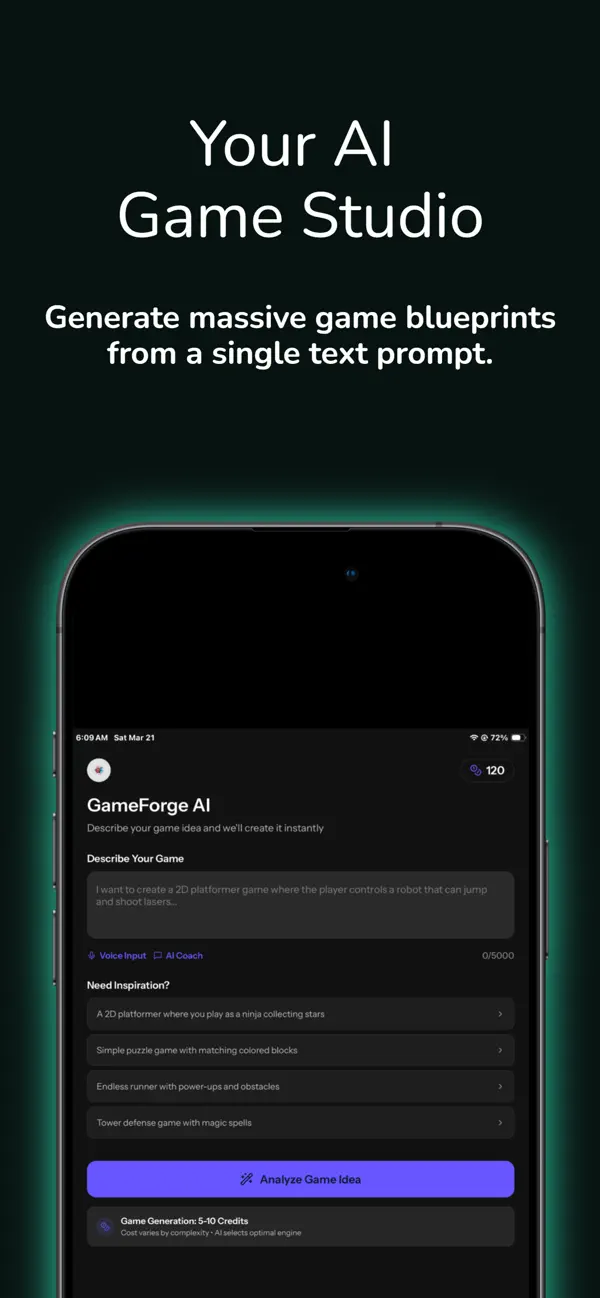 #4. GameForge AI: Code & Build (iOS) By: Rishad Baker