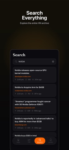 Hacker News App. screenshot
