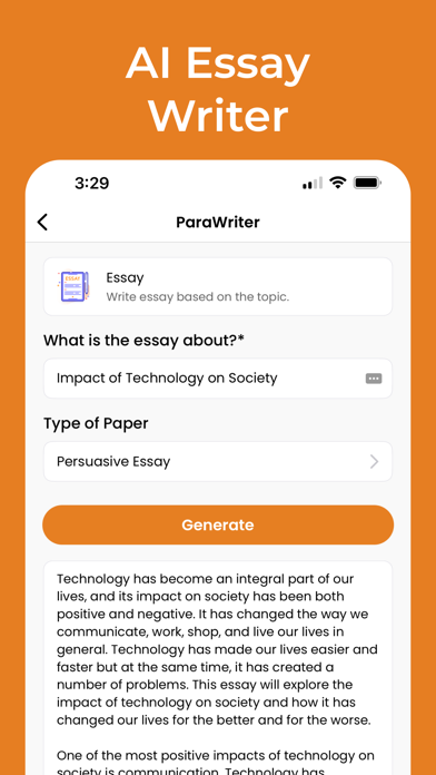 AI Essay Writer - ParaWriter Screenshot