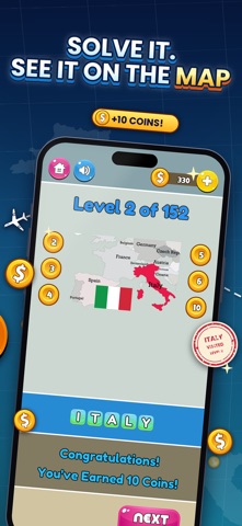 World Map Quiz: Country Shapes iPhone screenshot