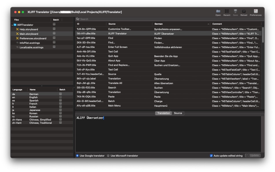 #1. XLIFF Translator (macOS) 由: 春雷 杨