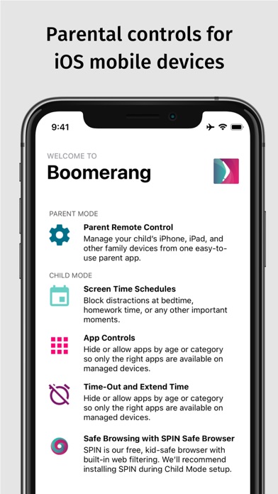 Screenshot #1 pour Boomerang Parental Control App