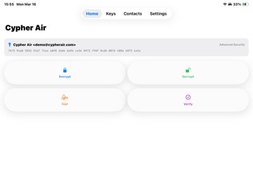 CypherAir iPad screenshot