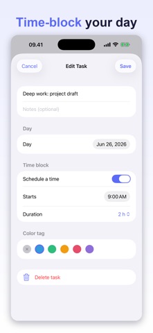 Weekly Planner: Time Block iPhone screenshot